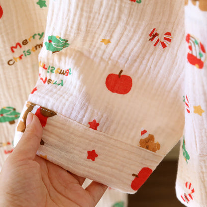 Pyjama-Set aus Baumwollgaze mit Weihnachtsmotiv