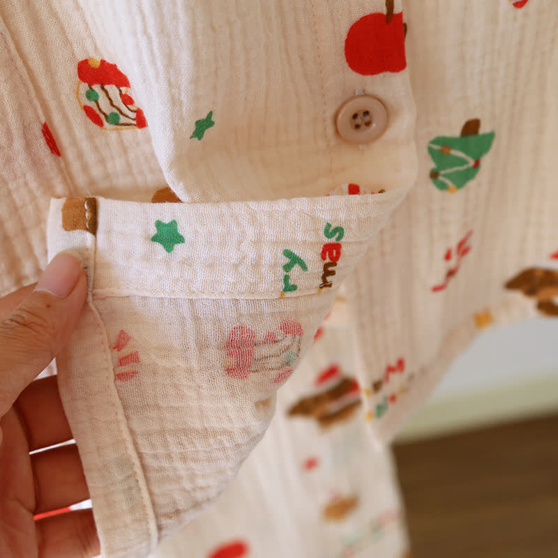 Pyjama-Set aus Baumwollgaze mit Weihnachtsmotiv