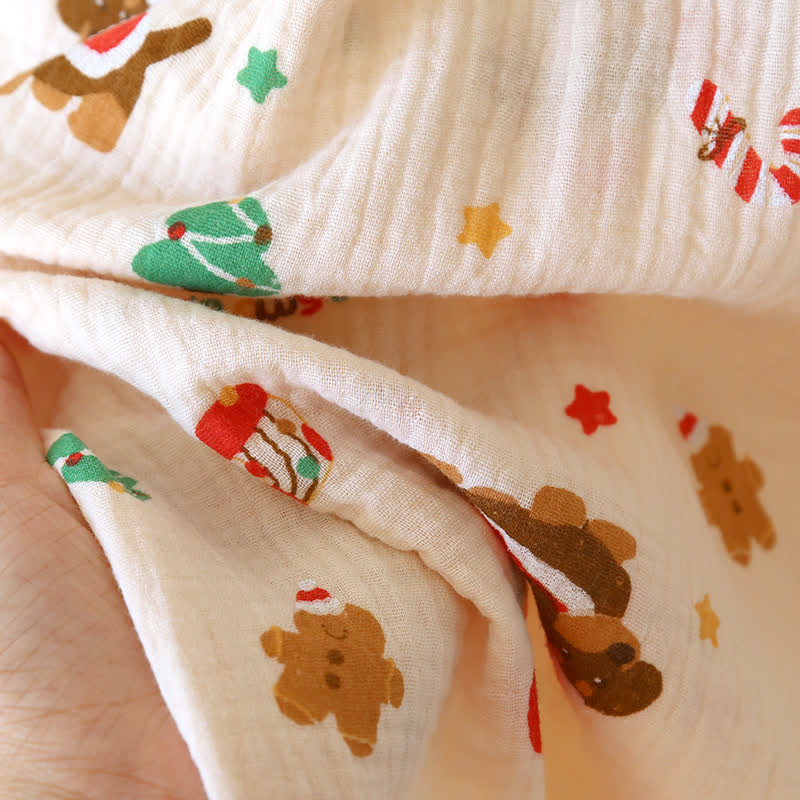 Pyjama-Set aus Baumwollgaze mit Weihnachtsmotiv