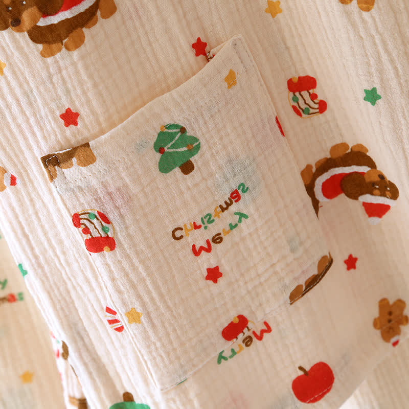 Pyjama-Set aus Baumwollgaze mit Weihnachtsmotiv