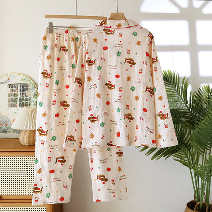 Pyjama-Set aus Baumwollgaze mit Weihnachtsmotiv