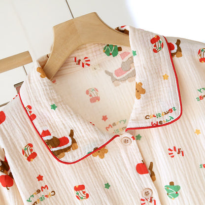 Pyjama-Set aus Baumwollgaze mit Weihnachtsmotiv