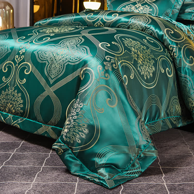 Weiches Vintage-Bettwäscheset aus Satin-Jacquard (4-teilig)