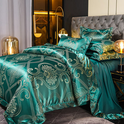 Weiches Vintage-Bettwäscheset aus Satin-Jacquard (4-teilig)