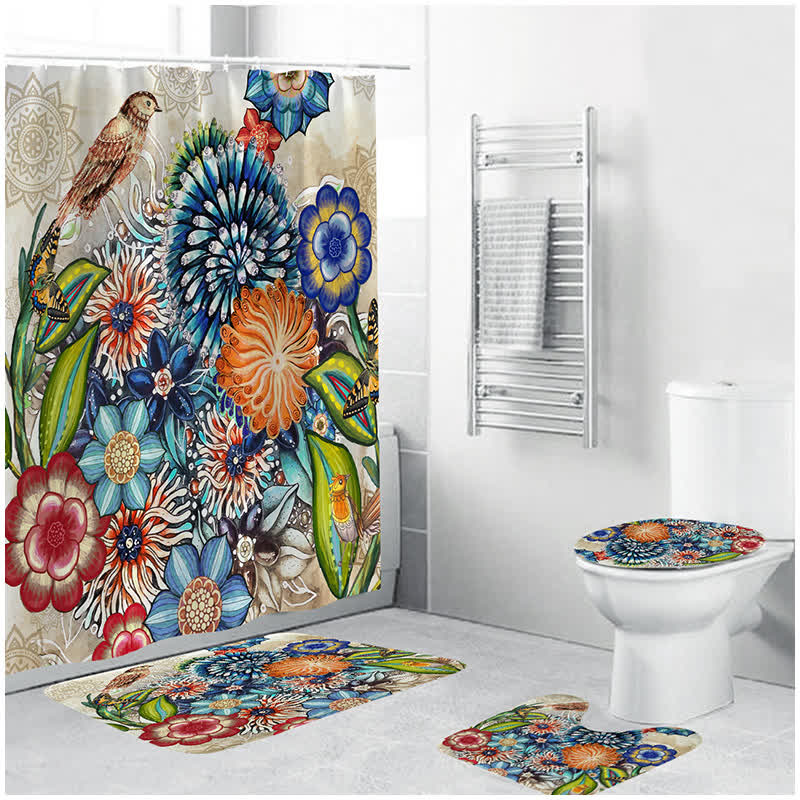 Wasserdichter Duschvorhang mit böhmischem Blumenmuster