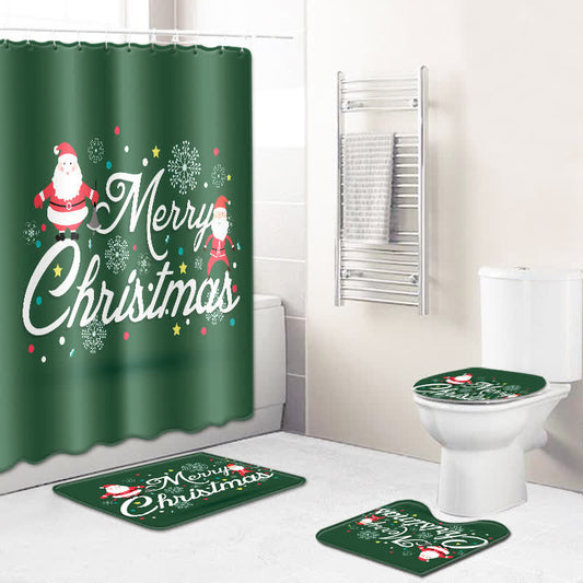 Frohe Weihnachten Duschvorhangmatten-Set