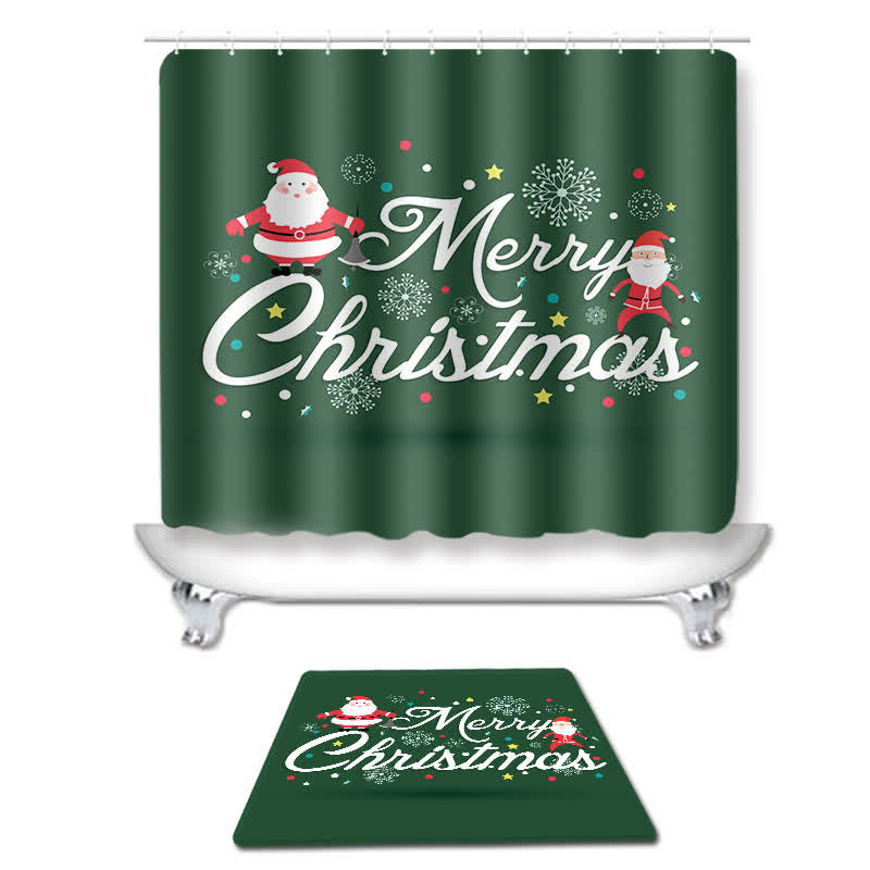 Frohe Weihnachten Duschvorhangmatten-Set