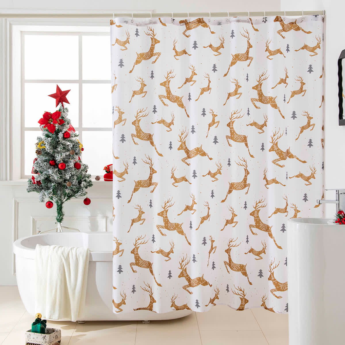 Anti-Schimmel-Duschvorhang mit Weihnachtsmotiv