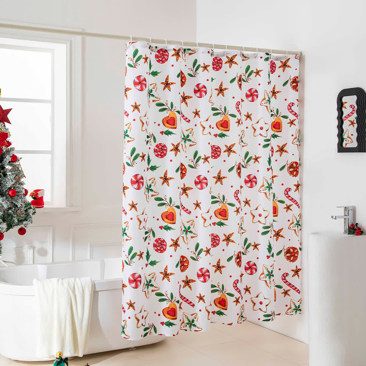 Anti-Schimmel-Duschvorhang mit Weihnachtsmotiv