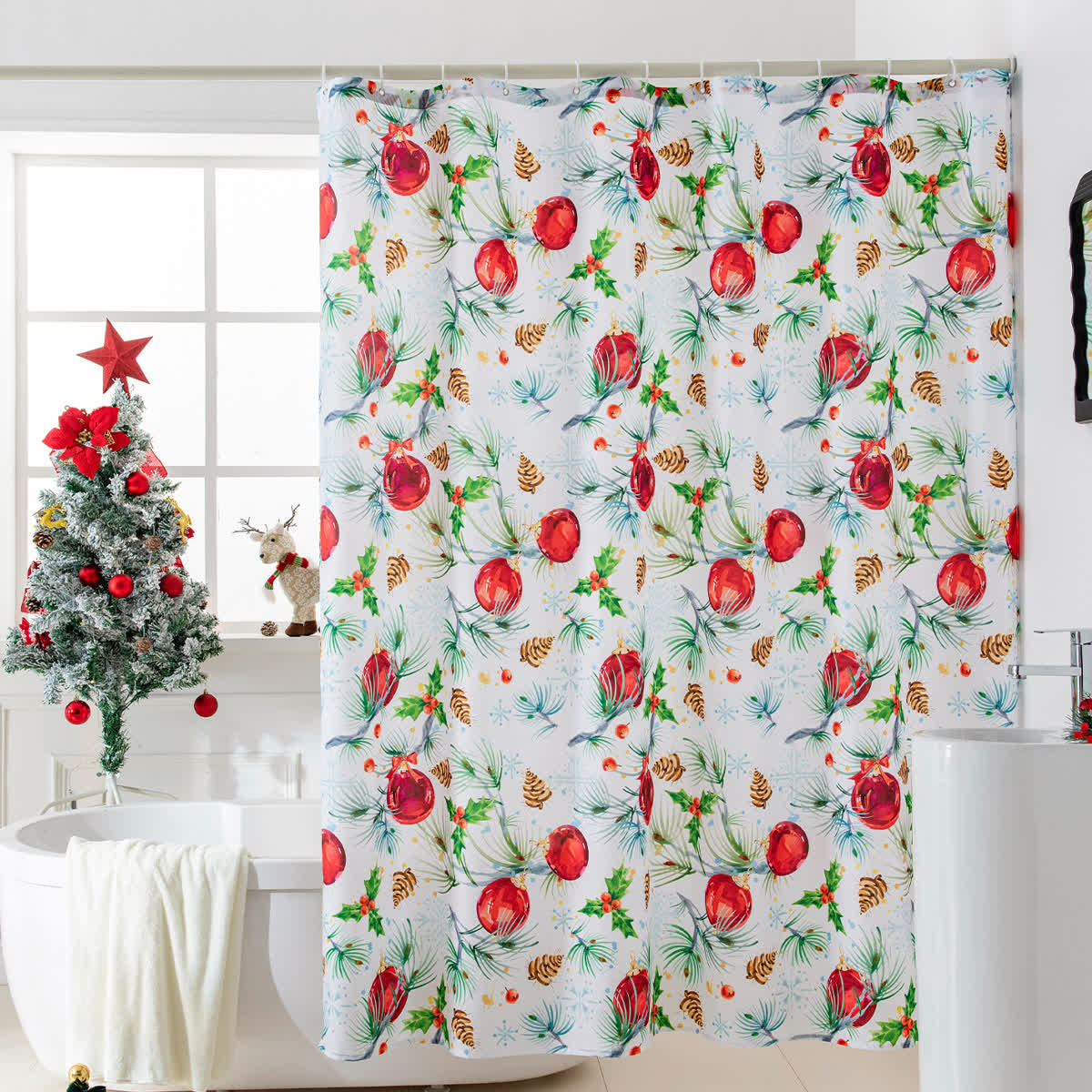 Anti-Schimmel-Duschvorhang mit Weihnachtsmotiv