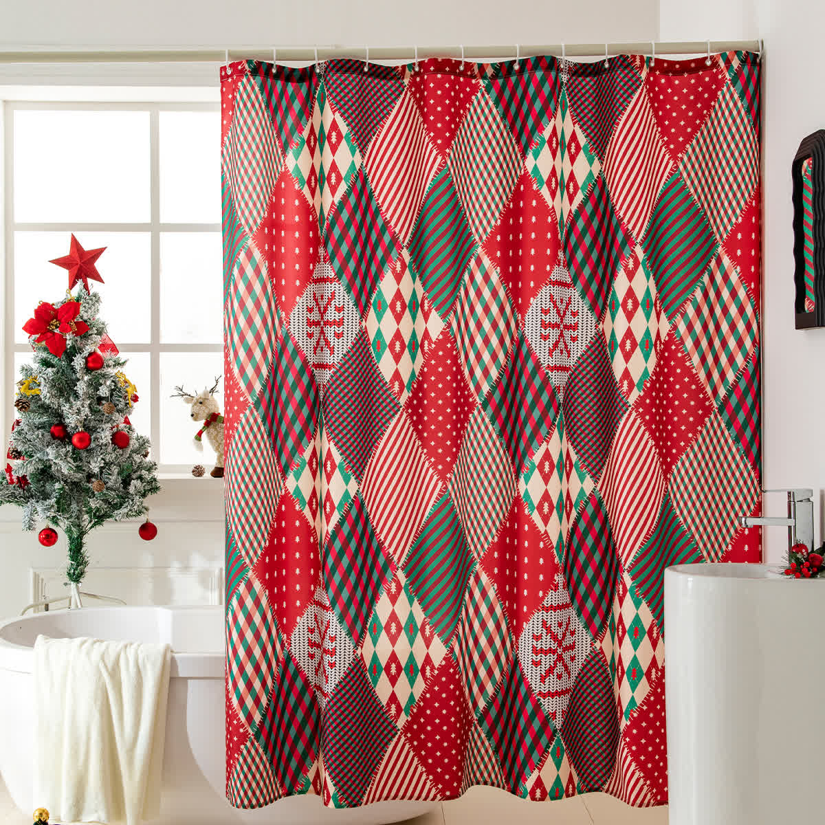 Anti-Schimmel-Duschvorhang mit Weihnachtsmotiv
