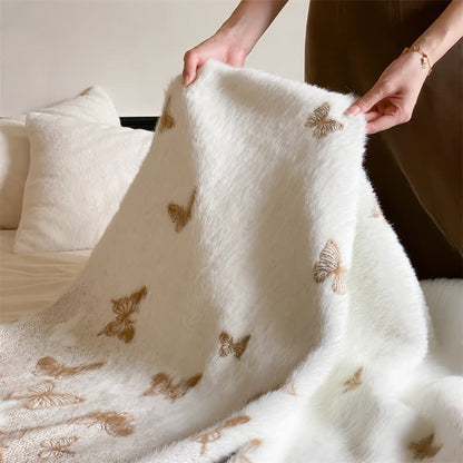 Weiche Überwurfdecke aus Kunstpelz mit Schmetterlingen