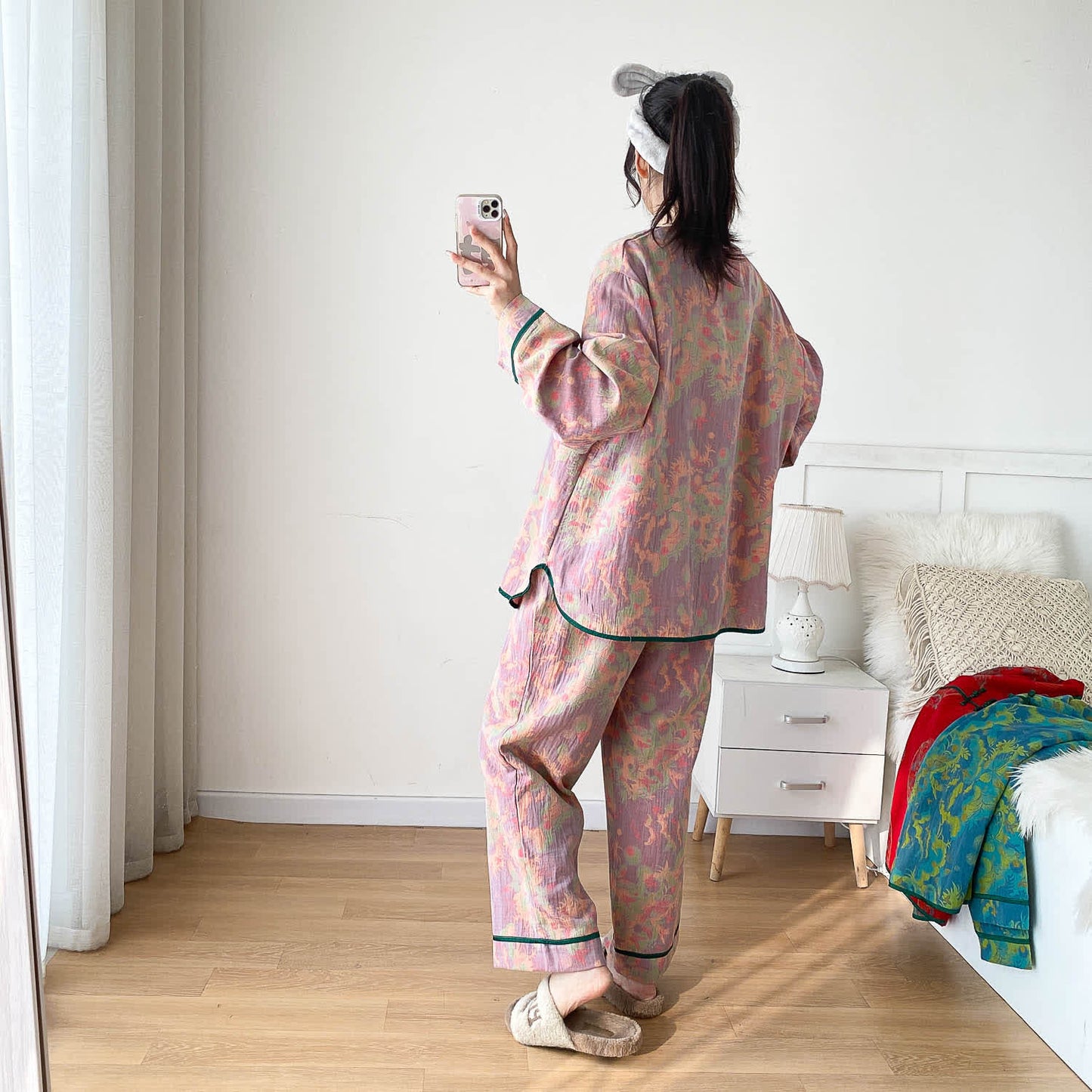 Pyjama-Set aus heller Baumwollgaze in Übergröße