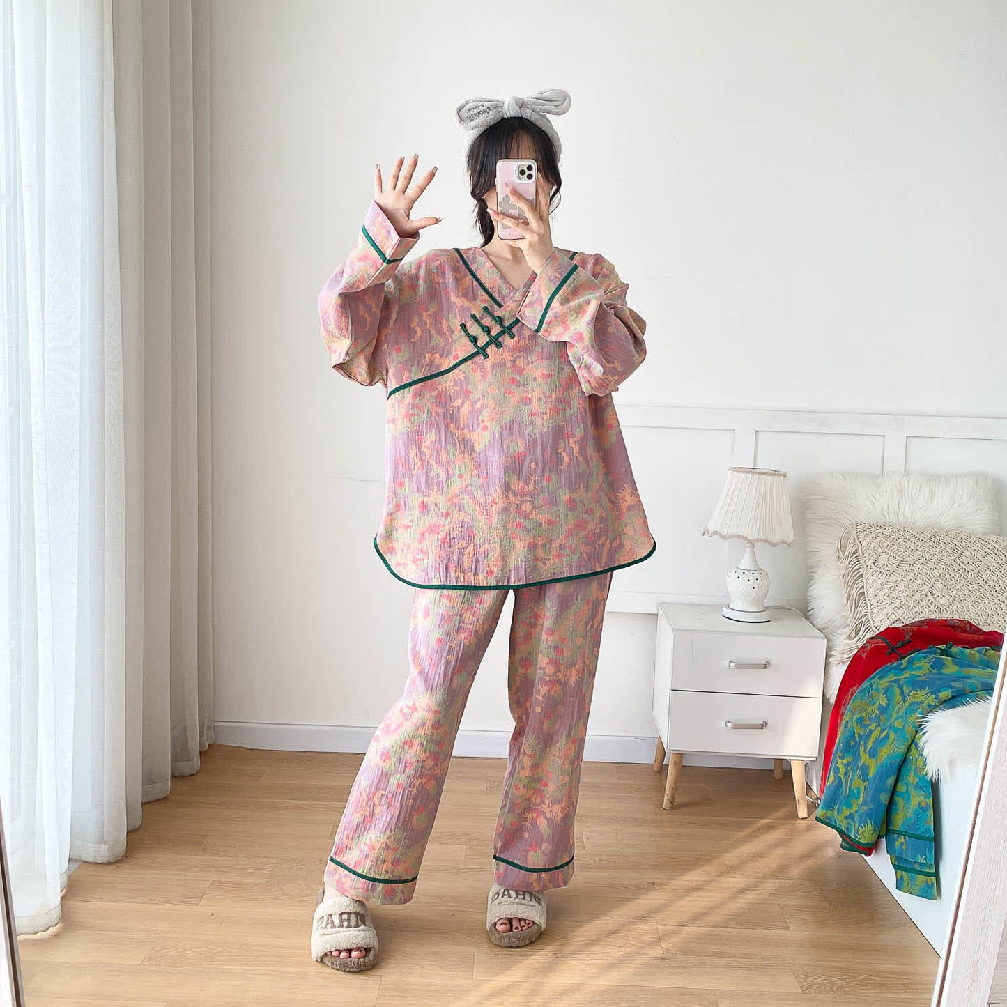 Pyjama-Set aus heller Baumwollgaze in Übergröße