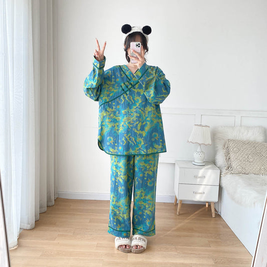 Pyjama-Set aus heller Baumwollgaze in Übergröße