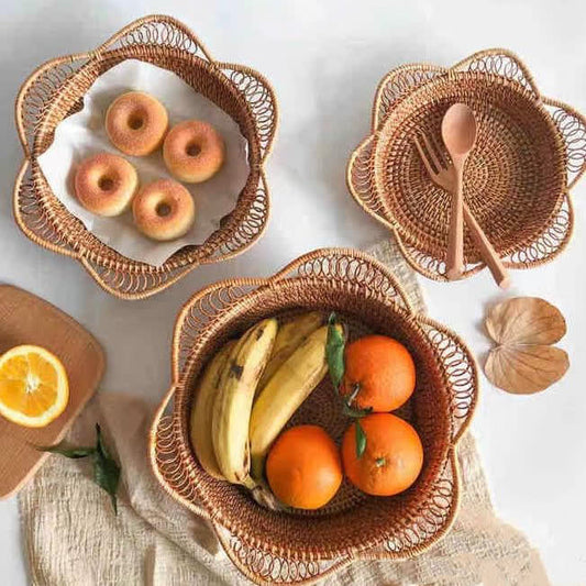 Aufbewahrungskorb aus geflochtenem Rattan für Obst und Brot
