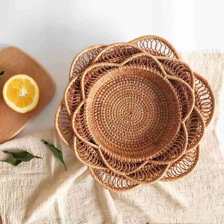 Aufbewahrungskorb aus geflochtenem Rattan für Obst und Brot