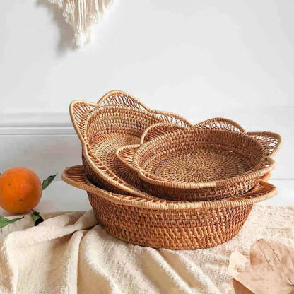 Aufbewahrungskorb aus geflochtenem Rattan für Obst und Brot