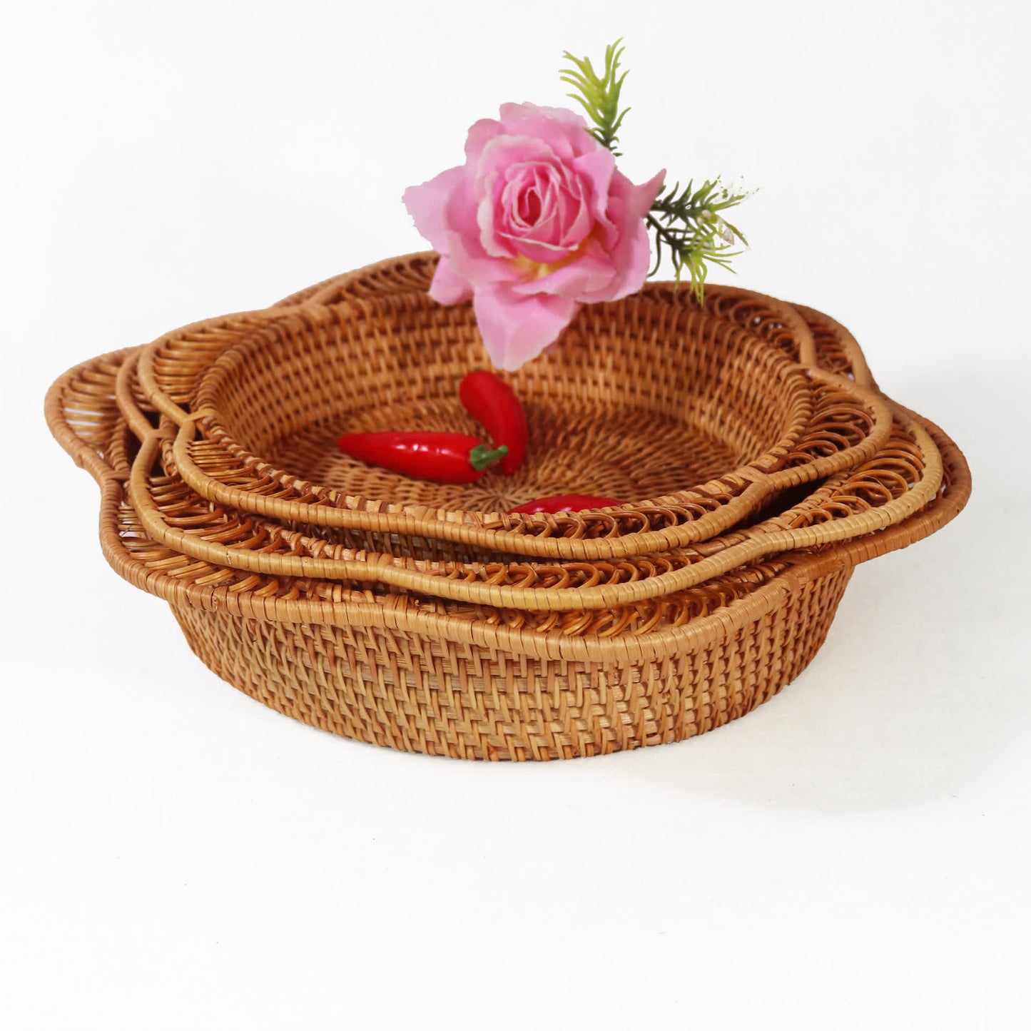 Aufbewahrungskorb aus geflochtenem Rattan für Obst und Brot