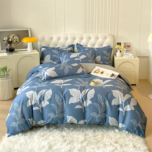 Bettwäscheset aus gebürsteter Baumwolle mit botanischem Motiv (4-teilig)