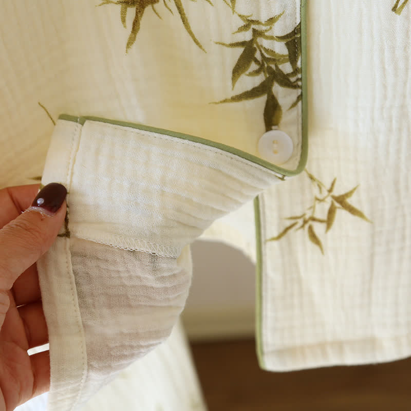 Ländliches Loungewear-Set aus Baumwollgaze in Persimmon