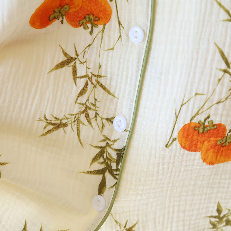 Ländliches Loungewear-Set aus Baumwollgaze in Persimmon