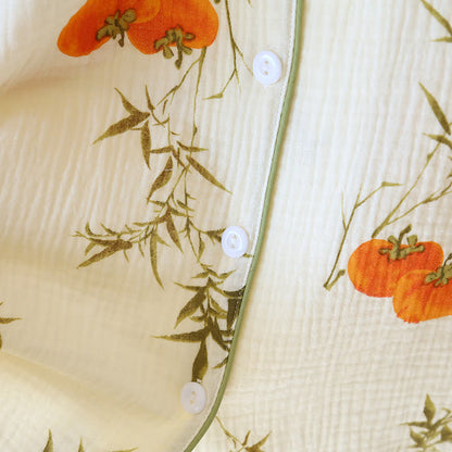 Ländliches Loungewear-Set aus Baumwollgaze in Persimmon
