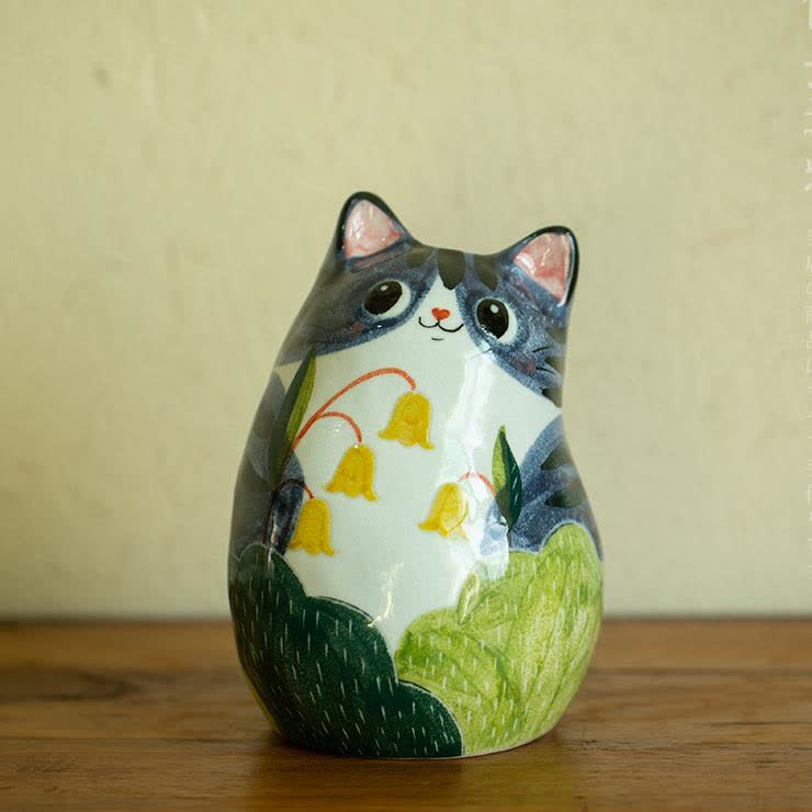 Niedliche Katze Kreative handbemalte Keramikvase