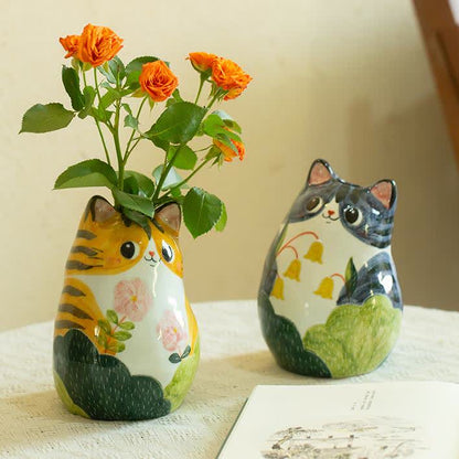Niedliche Katze Kreative handbemalte Keramikvase