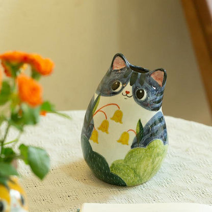 Niedliche Katze Kreative handbemalte Keramikvase