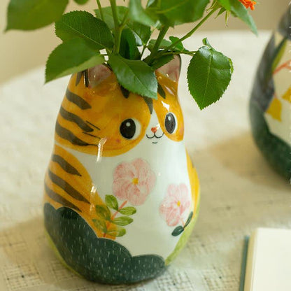 Niedliche Katze Kreative handbemalte Keramikvase