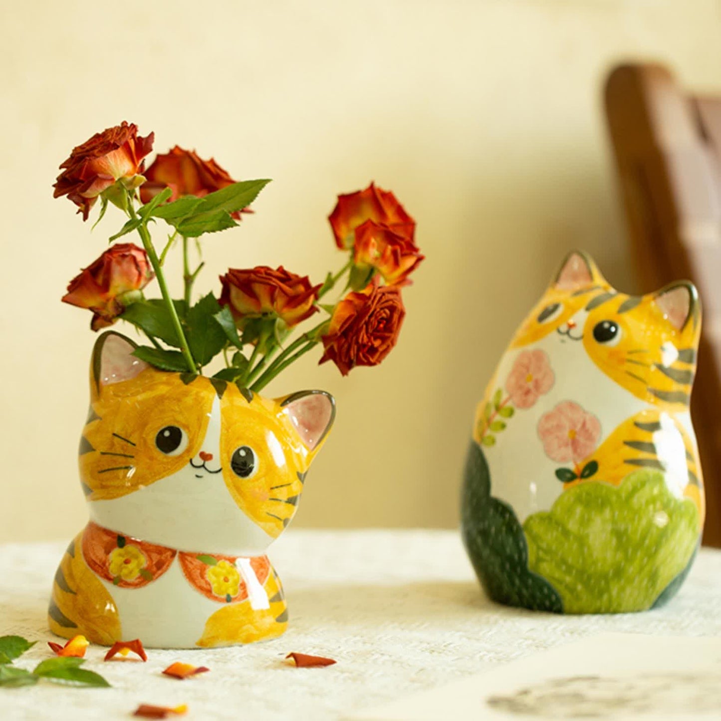 Niedliche Katze Kreative handbemalte Keramikvase