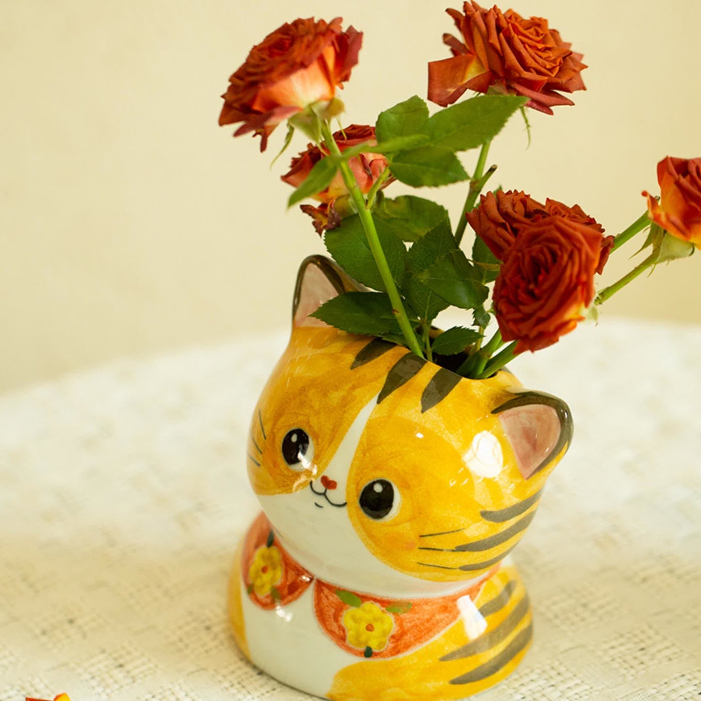 Niedliche Katze Kreative handbemalte Keramikvase
