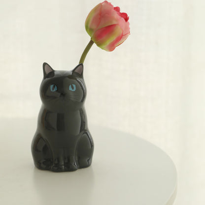 Handbemalter Katzen-Keramikvase-Stiftehalter