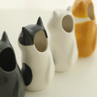 Handbemalter Katzen-Keramikvase-Stiftehalter