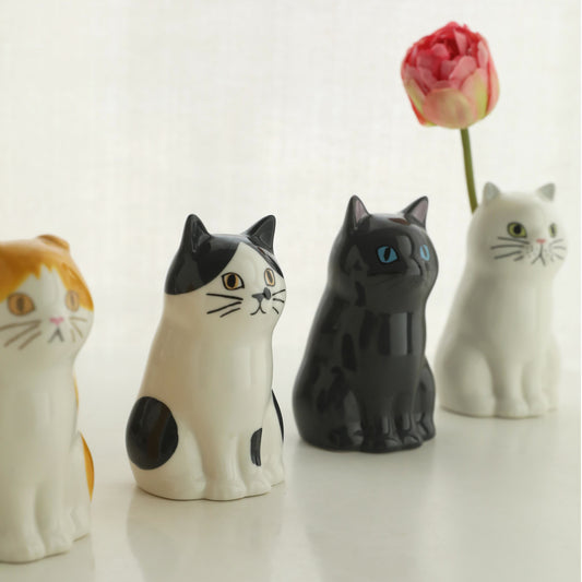 Handbemalter Katzen-Keramikvase-Stiftehalter