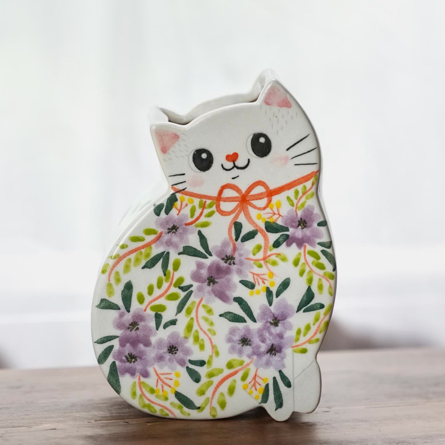 Kreative handbemalte katzenförmige Keramikvase