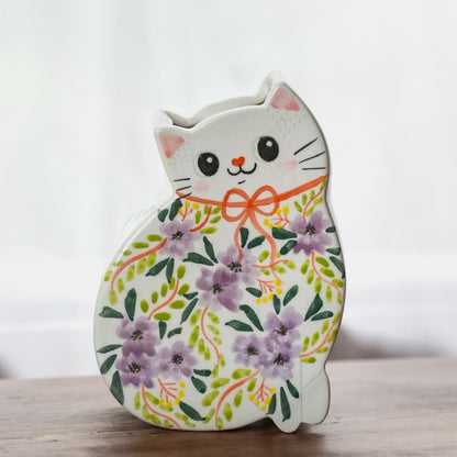 Kreative handbemalte katzenförmige Keramikvase