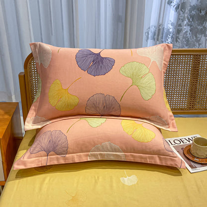 Bettwäsche aus gebürsteter Baumwolle mit Ginkgoblättern im Landhausstil