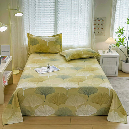 Bettwäsche aus gebürsteter Baumwolle im Vintage-Stil mit Ginkgoblättern