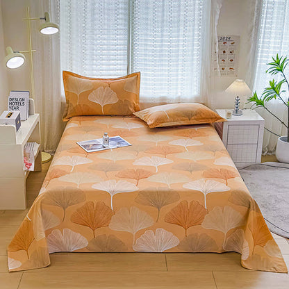 Bettwäsche aus gebürsteter Baumwolle im Vintage-Stil mit Ginkgoblättern