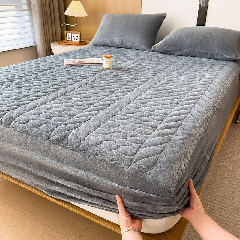 Einfaches Spannbettlaken aus Fleece mit Weizenähren