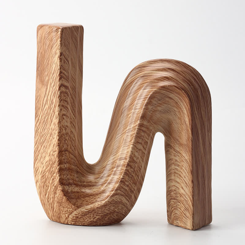 Minimalistischer Buchstabe "N" Holzmaserung Wohndekoration