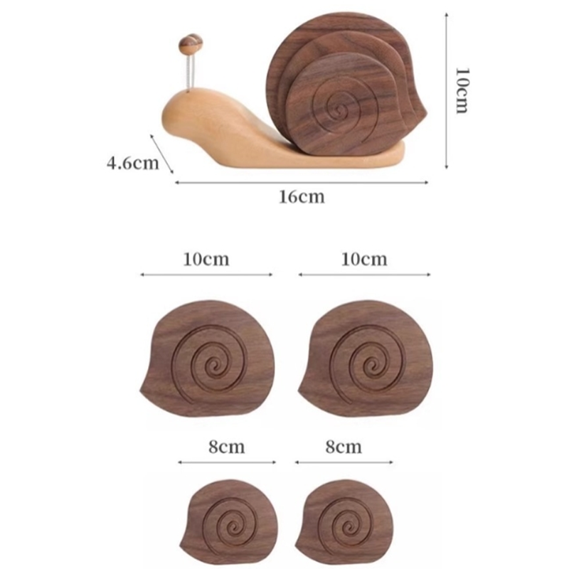 Kreativer Untersetzer in Schneckenform aus Massivholz