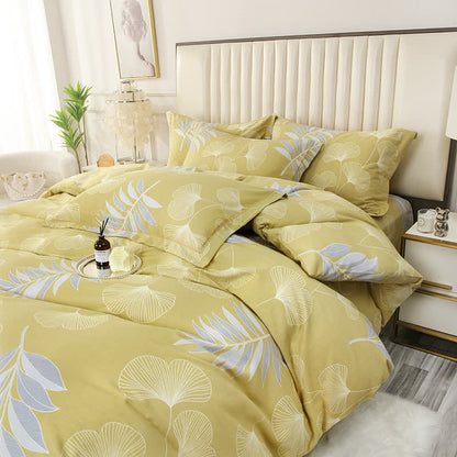Weiches Bettwäscheset aus Baumwolle mit Ginkgoblättern (4-teilig)
