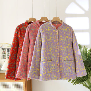Verdicktes Pyjamaoberteil aus reiner Baumwolle mit Schmetterlingsmotiv