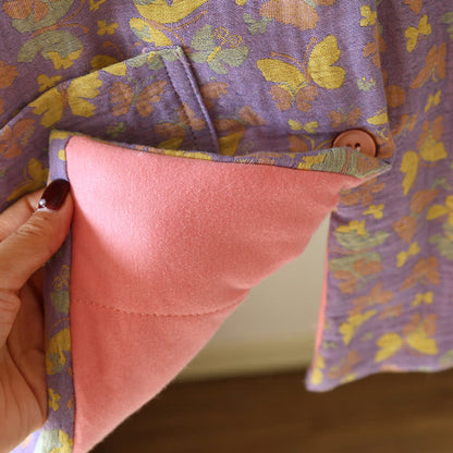 Verdicktes Pyjamaoberteil aus reiner Baumwolle mit Schmetterlingsmotiv