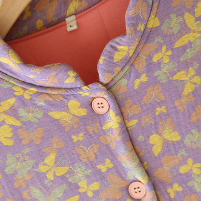 Verdicktes Pyjamaoberteil aus reiner Baumwolle mit Schmetterlingsmotiv