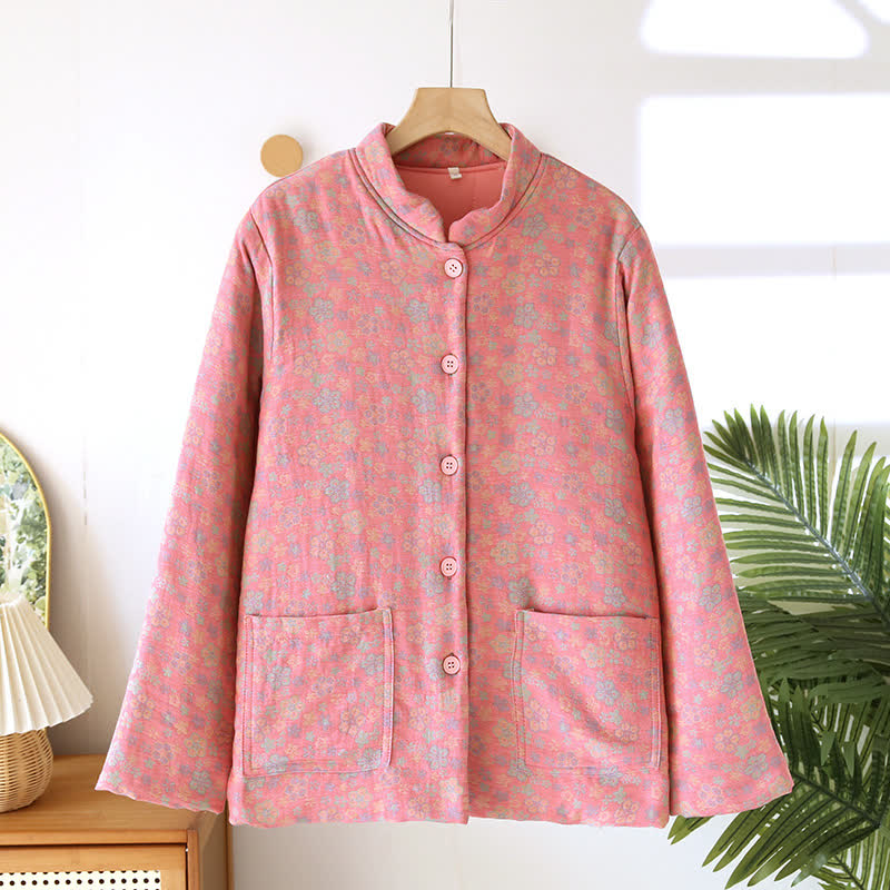 Button-down-Pyjamaoberteil aus reiner Baumwolle im Pastoralstil
