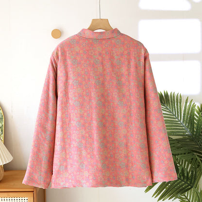 Button-down-Pyjamaoberteil aus reiner Baumwolle im Pastoralstil